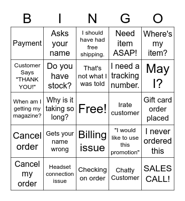 Customer Service Week Bingo Card