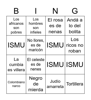 EL BINGO DEL TERROR Bingo Card