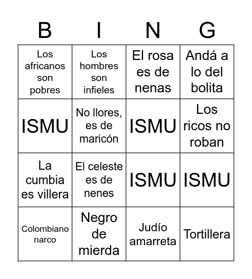 EL BINGO DEL TERROR Bingo Card