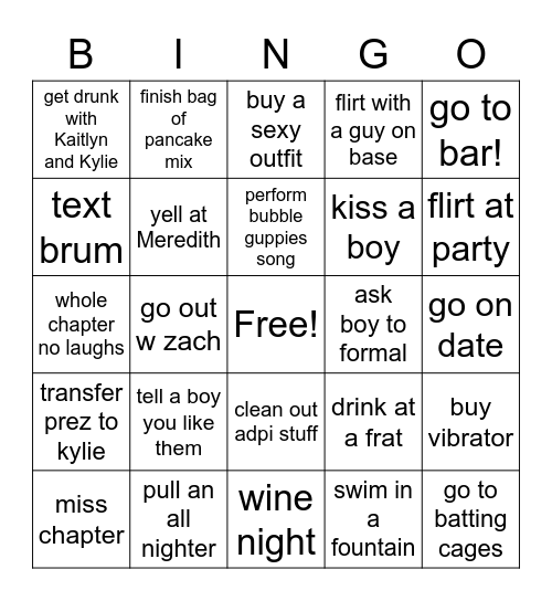 Kaiya Bingo- Impossible Bingo Card