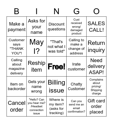 Customer Service Week Bingo Card