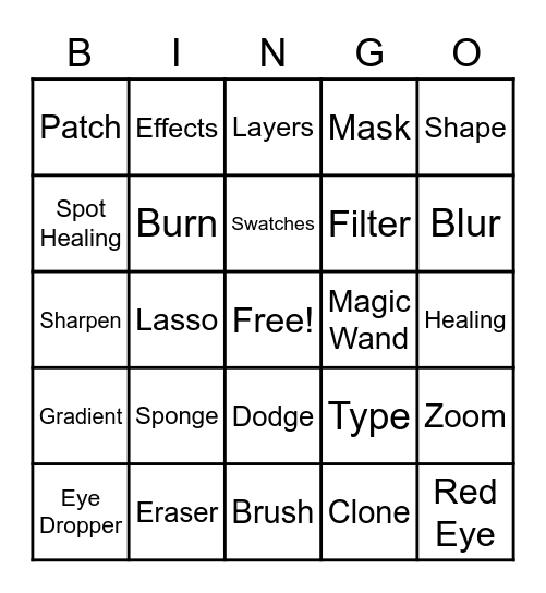 Photoshop Bingo Card