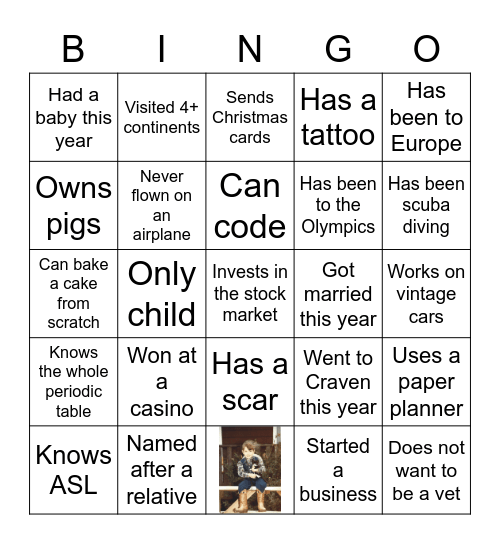 Conversazione 2022 Baby Bingo Card