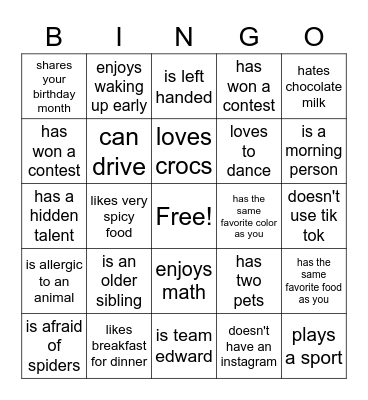 FIND SOMEONE WHO Bingo Card