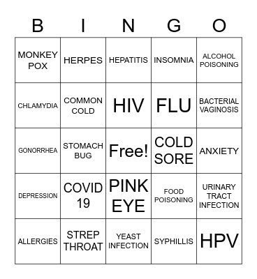 Health Bingo Card