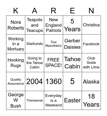 Happy Retirement Karen! Bingo Card