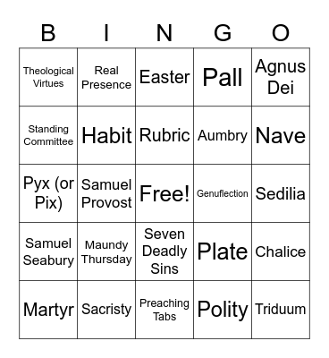 Stewardship BINGO Card