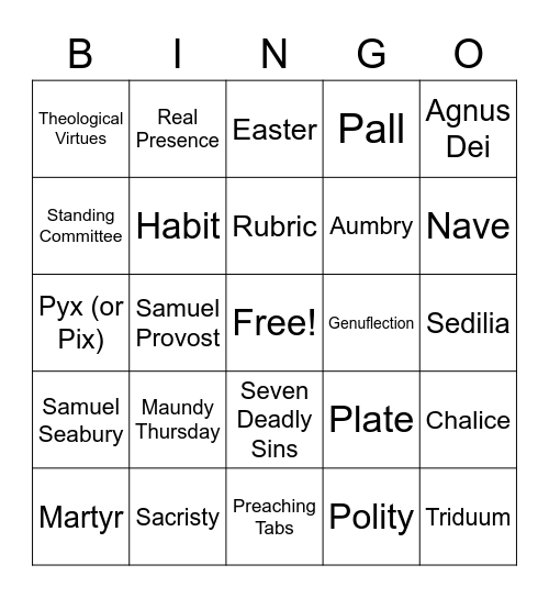 Stewardship BINGO Card