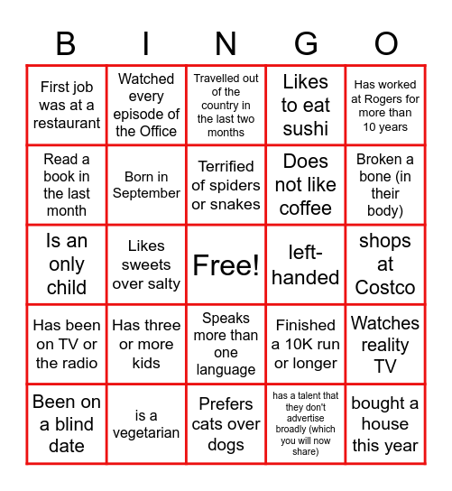 TEAMS Bingo Card