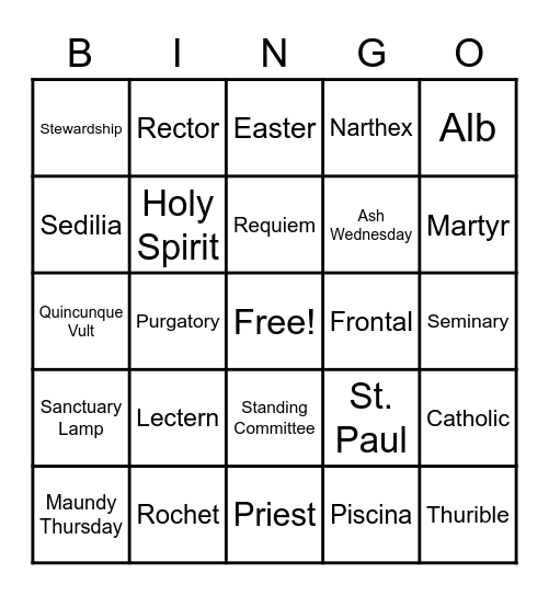 Stewardship BINGO Card