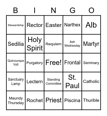 Stewardship BINGO Card
