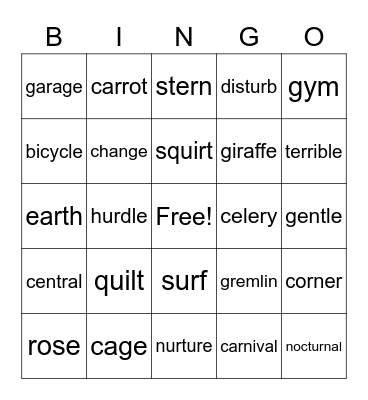 Word Work Bingo! Bingo Card