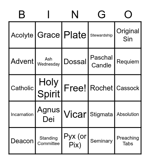 Stewardship BINGO Card