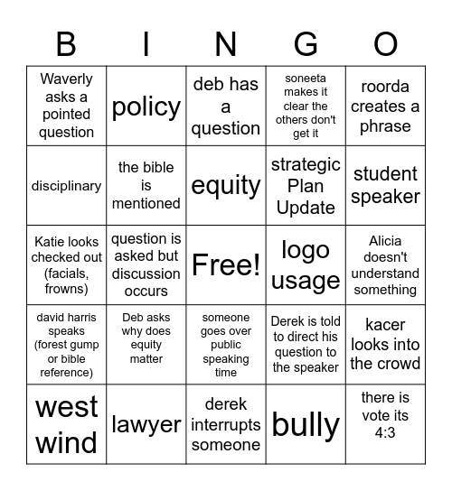 9/26 Bingo Card