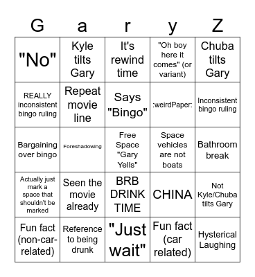 Gary Bingo Card