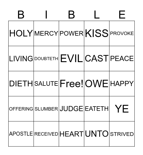 Bible Bingo Card