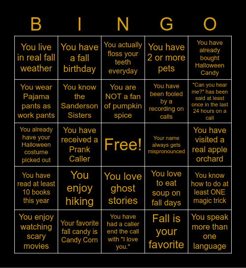 Dial it up Bingo Fun! Bingo Card