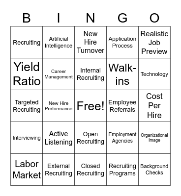 Recruitment Bingo Card