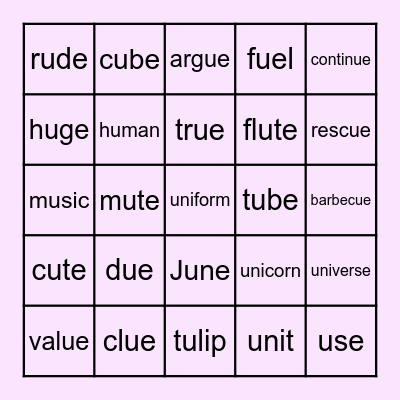 ue u u_e Bingo Card