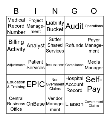 Patient Financial Services Week Bingo Card