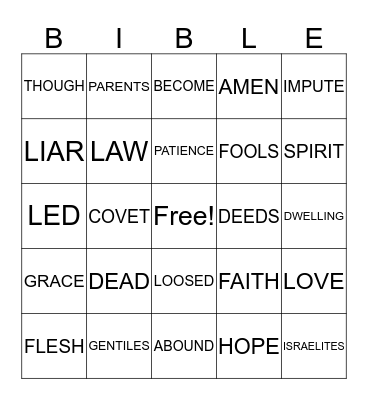 Bible Bingo Card