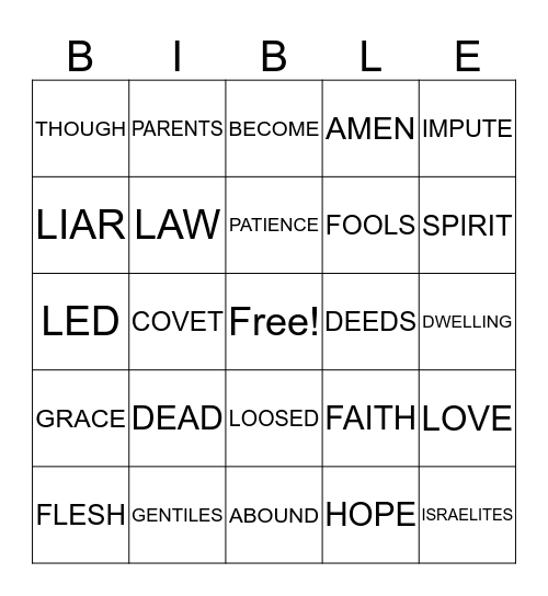Bible Bingo Card