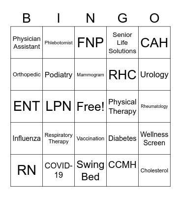 CCMH Community of Caring Bingo Card