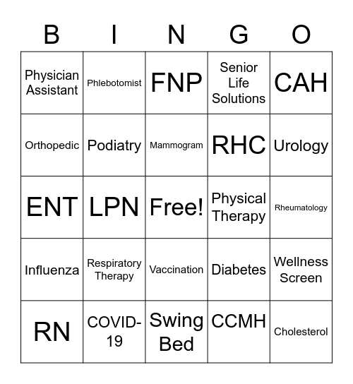 CCMH Community of Caring Bingo Card