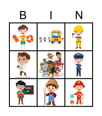 Community Helpers Bingo Card