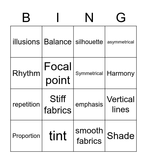 Elements and Principles of Design Bingo Card