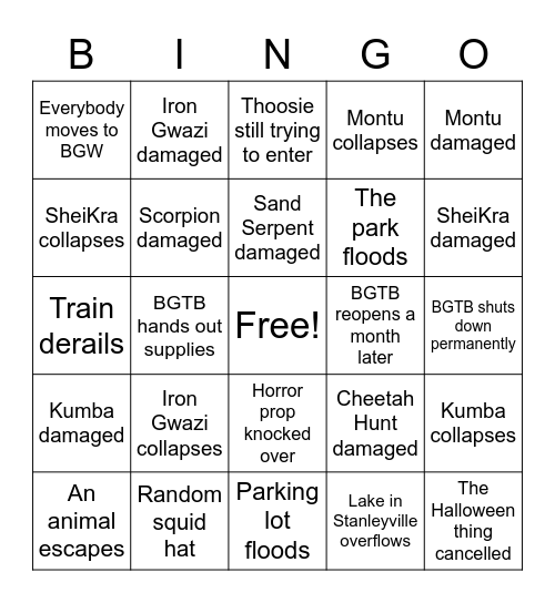 BGTB Bingo: Ian Edition Bingo Card