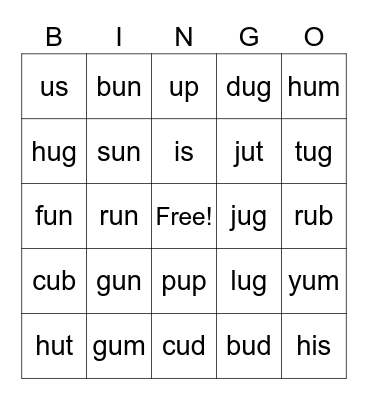 Level 1 Lesson 12 Bingo Card