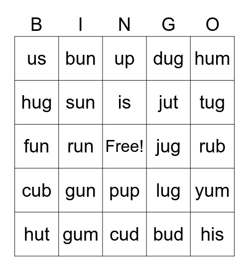 Level 1 Lesson 12 Bingo Card