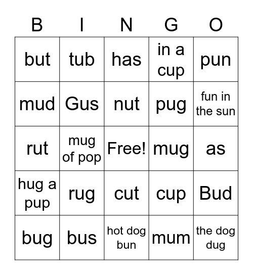Level 1 Lesson 12 Bingo Card