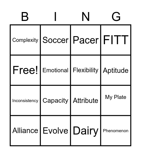 Mrs. Chesnut Vocab Bingo Card