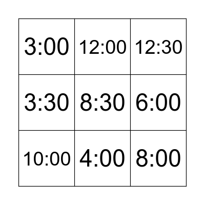 Time Bingo Card
