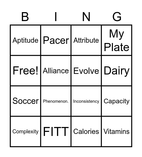 VOCAB BINGO Card