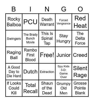 33 - MOVIES Bingo Card