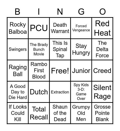 33 - MOVIES Bingo Card