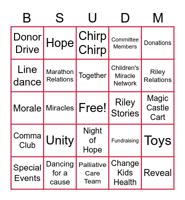 BSUDM Bingo Card