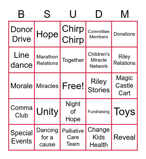 BSUDM Bingo Card