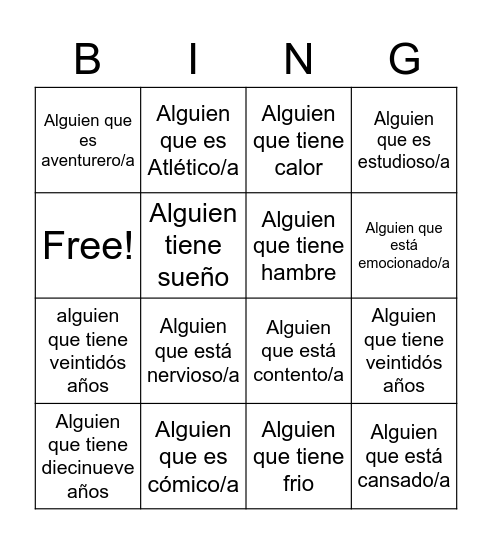 Encuentra a alguien Bingo Card