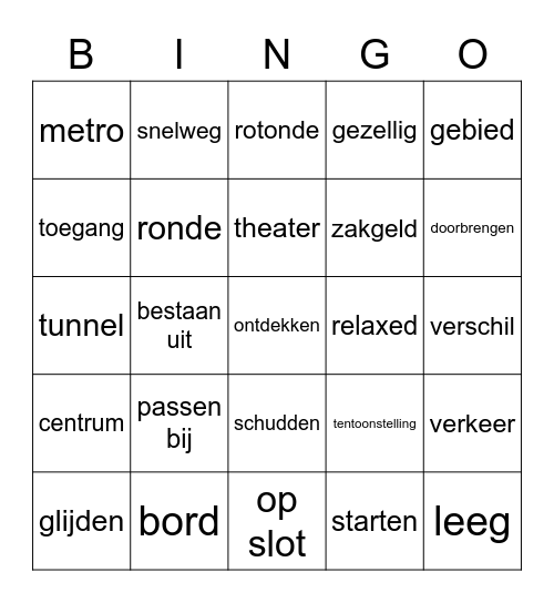 Bingo unit 1 2GL Bingo Card