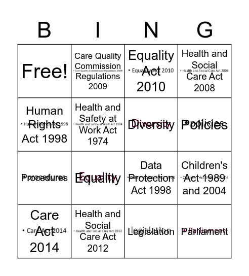 Working in HSC combined with EDI Bingo Card