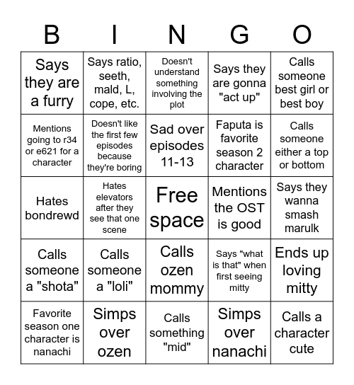 Untitled Bingo Card