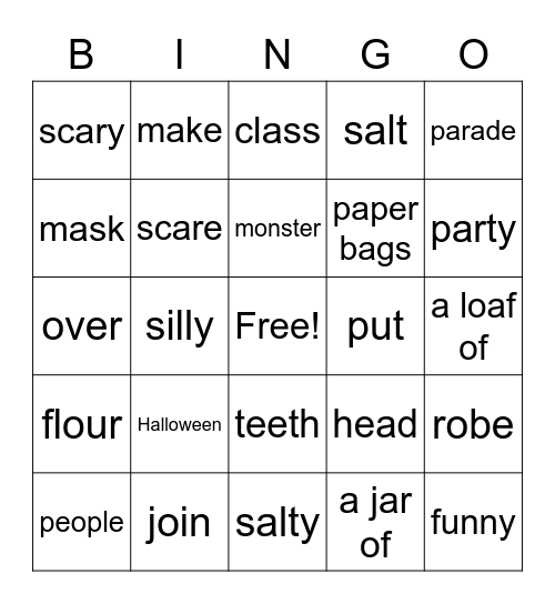 The scary monster parade Bingo Card