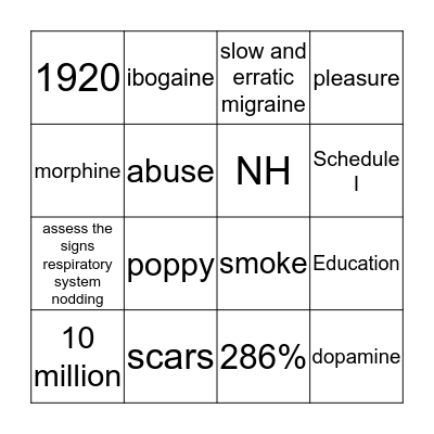 Heroin Bingo Card