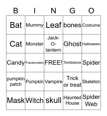 Halloween Bingo Card