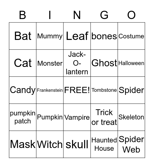 Halloween Bingo Card