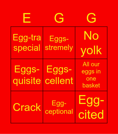 Creme Egg Bingo Card